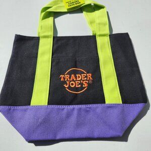 NEW Trader Joe's Black Mini Tote Trick or Treat Canvas Bag Halloween Trader Joes